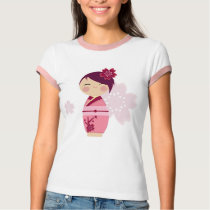 Kokeshi Sakura Ringer Tee t-shirts