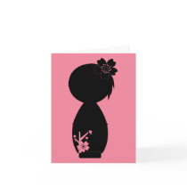 Kokeshi Sakura Silhouette Note Card cards