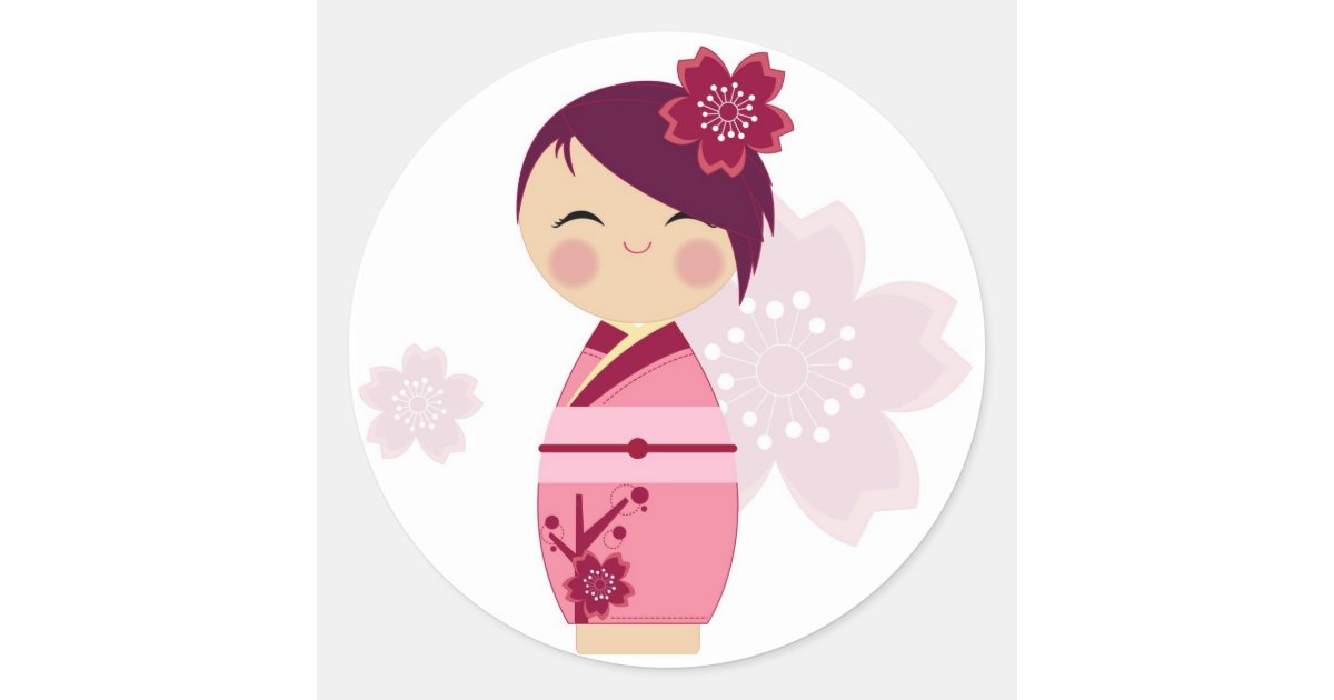 Kokeshi Sakura Sticker Zazzle
