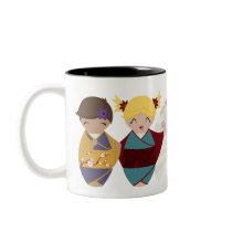 Kokeshi Sisters Mug mugs