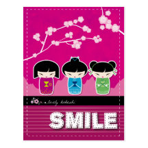 Kokeshi "SMILE" postcard