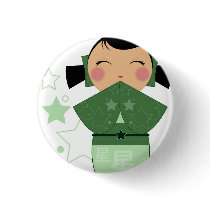 Kokeshi Star Close Up Pin buttons