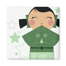 Kokeshi Star Square Magnet