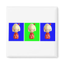 Kokeshi Trio Magnet magnets