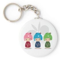Kokeshi Triplets Keychain