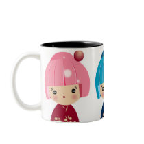 Kokeshi Triplets Mug mugs