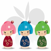 Kokeshi Triplets Photo Cut Out