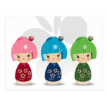 Kokeshi Triplets Postcard postcards