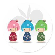 Kokeshi Triplets Sticker stickers