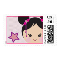 Kokeshi with Buns Postage postage