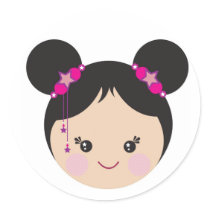 Kokeshi with Buns stickers