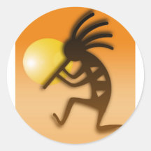 Kokopelli Dance Round Sticker