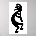 Kokopelli Dancing Figure Tribal Woman Hopi Dance Posters