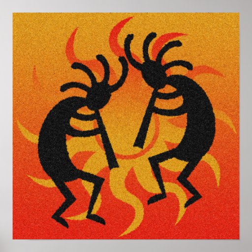 Kokopelli Desert Tribal Sun Southwest Poster Zazzle