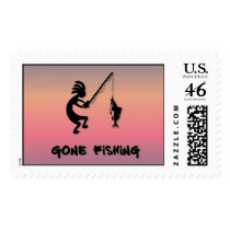 Kokopelli Gone Fishing postage