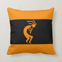 Kokopelli long Orange Throw Pillow