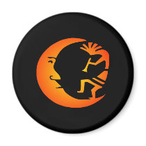 Kokopelli Moon-Black Refrigerator Magnets