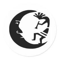 Kokopelli Moon Round Stickers