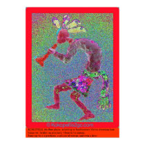 KOKOPELLI MYSTICAL RED RED BORDER posters