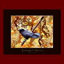 KOKOPELLI RAVEN Art Poster posters