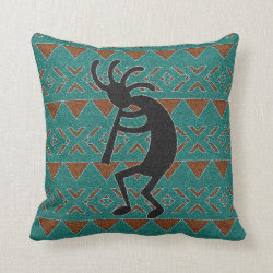 Kokopelli Southwest Turquoise Decorative Pillow