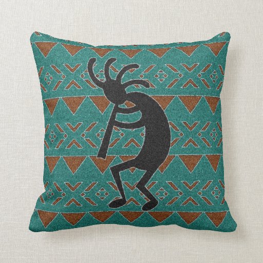 Kokopelli Southwest Turquoise Decorative Pillow Zazzle