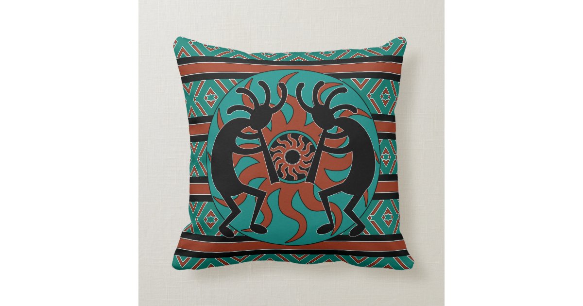 Kokopelli Southwest Turquoise Decorative Throw Pillow Zazzle