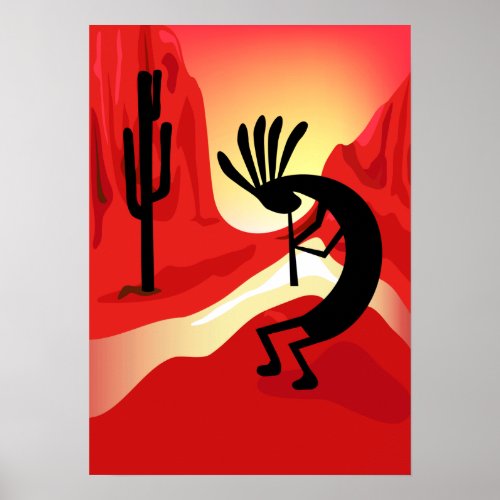 Kokopelli Sunset Poster print