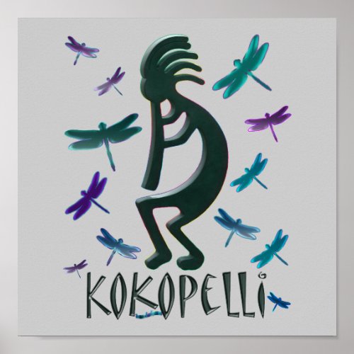 Kokopelli with Dragonflies print