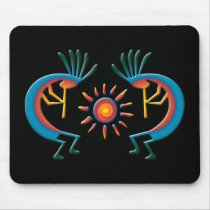 Kokopelli with Sun Southwest Black Mousepad