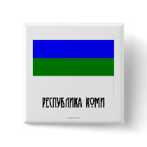 Komi Republic Flag Pinback Button