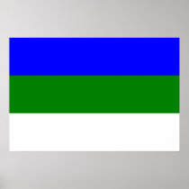 Komi, Russia flag Print
