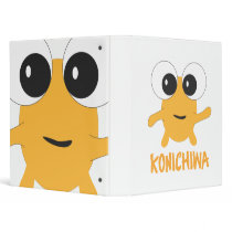 Konichiwa Yellow Anime Character 3 Ring Binders