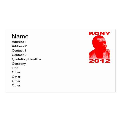Kony 2012. Make Invisible Children Visible. Now. Business Card Template