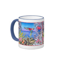 Kookaburra and Rainbow Lorikeets mugs by joeyartist Kookaburra and Rainbow Lorikeets mugs