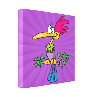 kooky crazy tropical exotic bird cartoon zazzle_wrappedcanvas