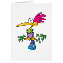 kooky crazy tropical exotic bird cartoon greeting cards