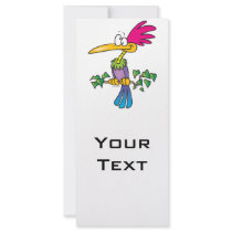 kooky crazy tropical exotic bird cartoon rack card template