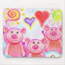 Kooky Friends Pig Mousepad by InnerKookArt Kooky Friends Pig Mousepad