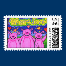 Kooky Friends Pig Postage Stamps