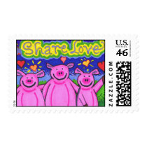 Kooky Friends Pig Postage Stamps stamps