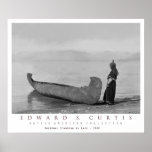 Kootenai Indian Standing by Canoe Poster