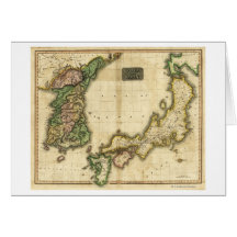 Korea and JapanPanoramic MapKorea and Japan Greeting Card