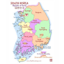 Korea Map Ladies T Shirt
