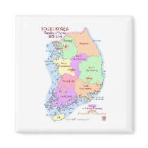 Korea Map Magnet by redthreadmaps Korea Map Magnet