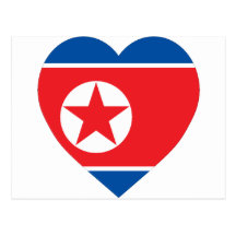 Korea (North) Flag Heart Post Card