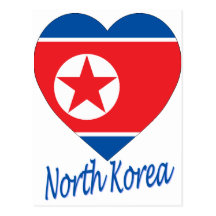 Korea (North) Flag Heart Post Cards
