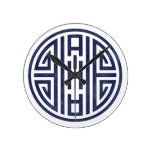 Korean Blue and White Round Clock