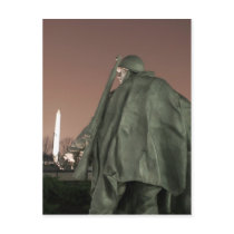 Korean Memorial and Washington Monument at night postcards