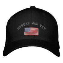 Korean Vet with American Flag Embroidered Baseball Caps